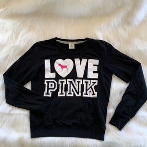 Victoria’s Secret Pink “Love Pink” Blk Sweatshirt